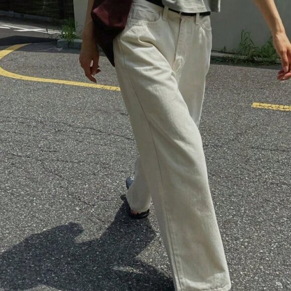 Beige Casual Women's Denim Jeans - Picture 4 of 4